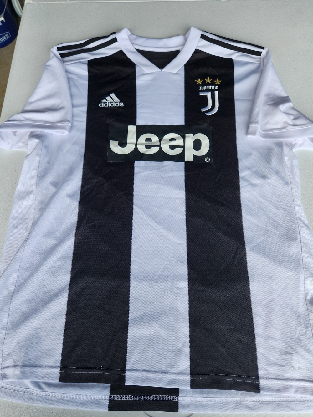 Adidas Juventus Men's Black & White Striped Football Shirt with Jeep Logo